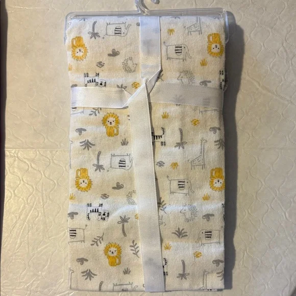 Safari-Themed Baby Blanket Set - Cream, Gray, Yellow - Picture 3 of 3